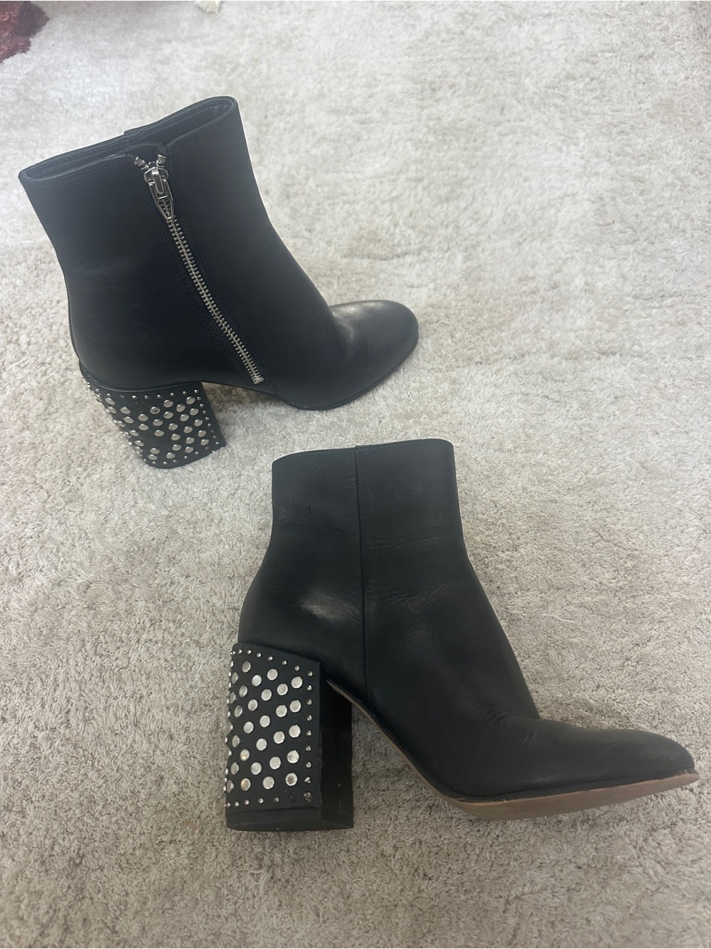 Dolce Vita Black Studded Block Heel Ankle Boots
